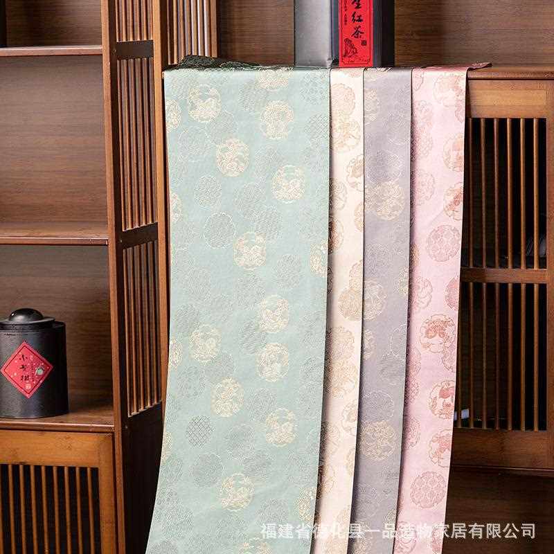 一品造物织锦提花茶席兔子桌布中式茶垫长款布垫茶道配件桌旗布艺