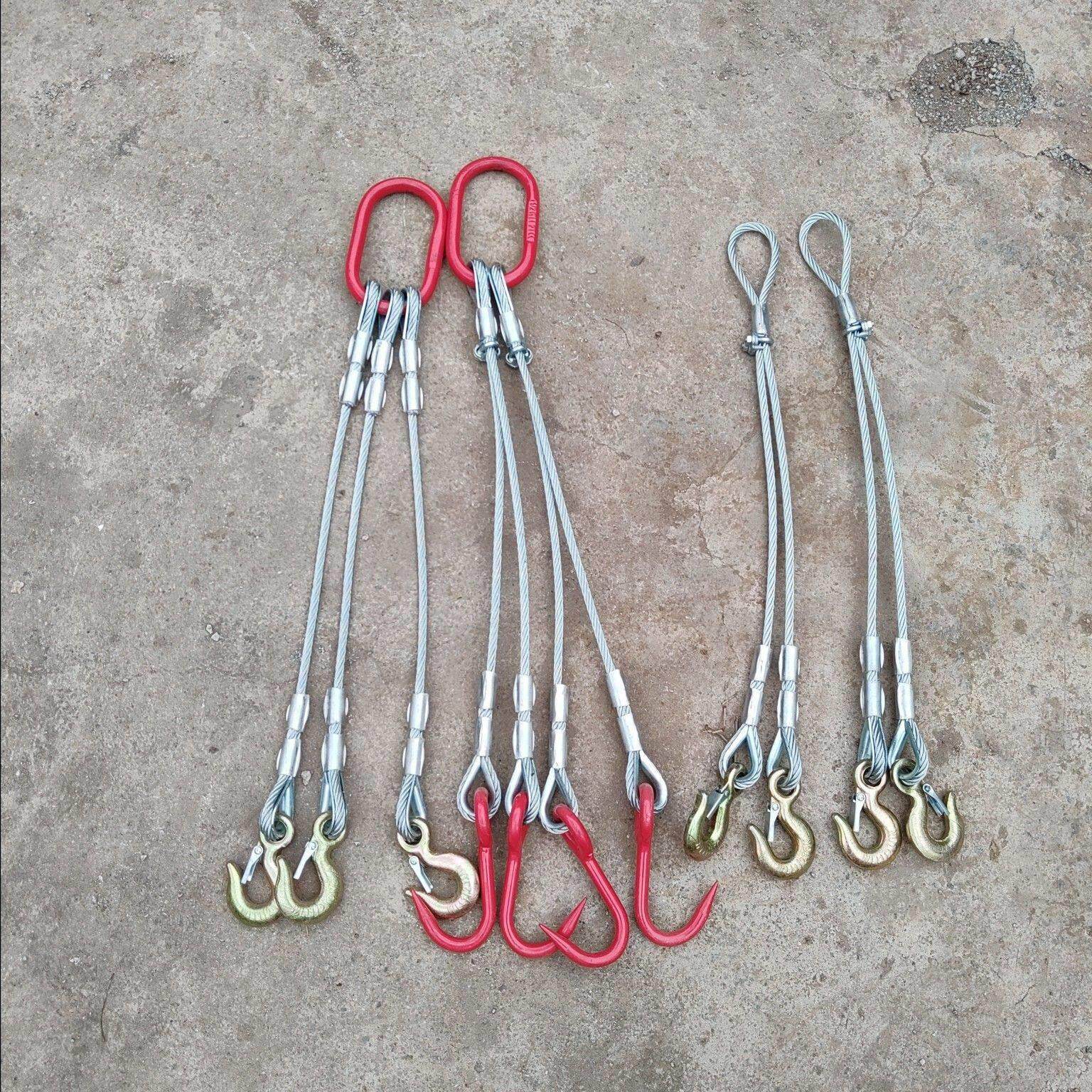 钢丝绳吊装钩子钢管尖钩吊具起重吊具吊钩吊绳三钩双钩四钩