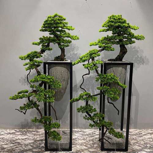 新中式迎客松落地摆件仿真树松树客厅玄关花架盆栽绿植装饰品造景