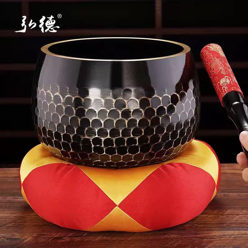 弘德铜磬铜钵佛音碗颂钵疗愈工具修行钵法器黄铜庆盂冥想钵钵音碗