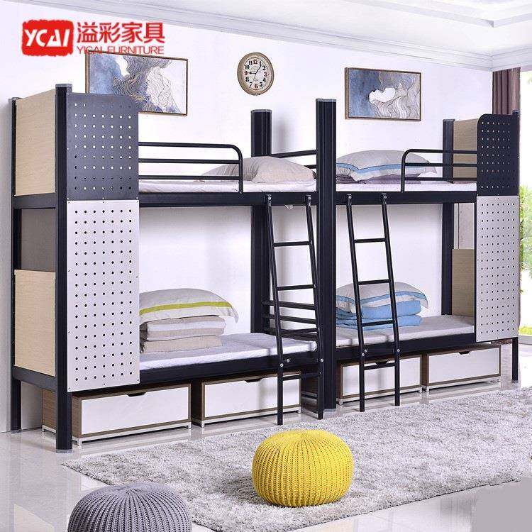 溢彩家具双层床电竞酒店床员工宿舍太空舱上下铺铁架双人铁艺结构