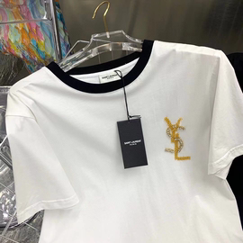 2024夏季YS字母钉珠T恤欧美潮牌百搭宽松休闲纯棉短袖 三标全