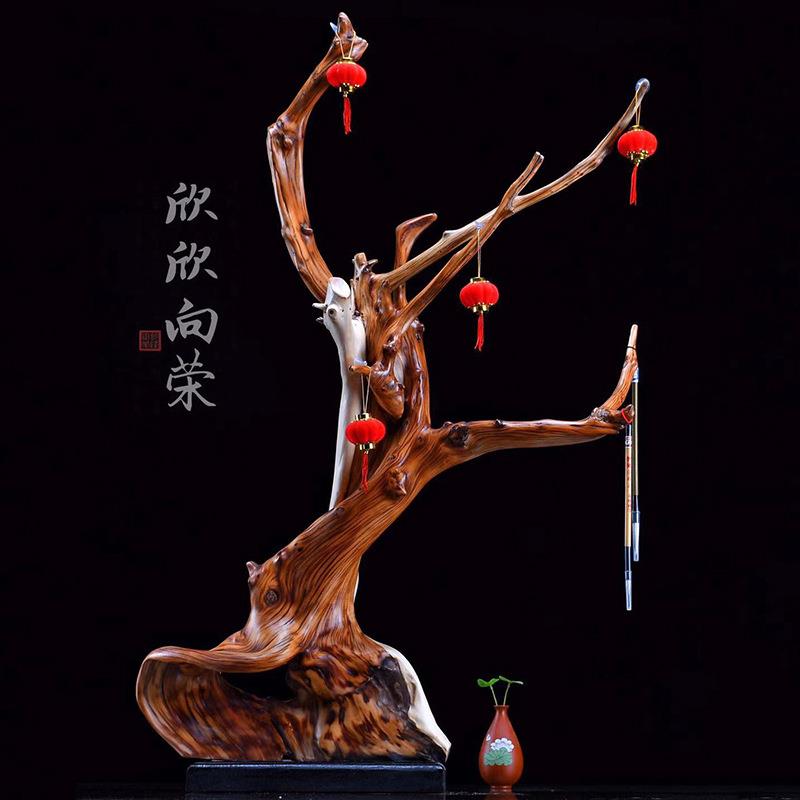 崖柏树根正宗太行崖柏随型笔挂旋转虎皮纹树杈实木制品木质工艺品