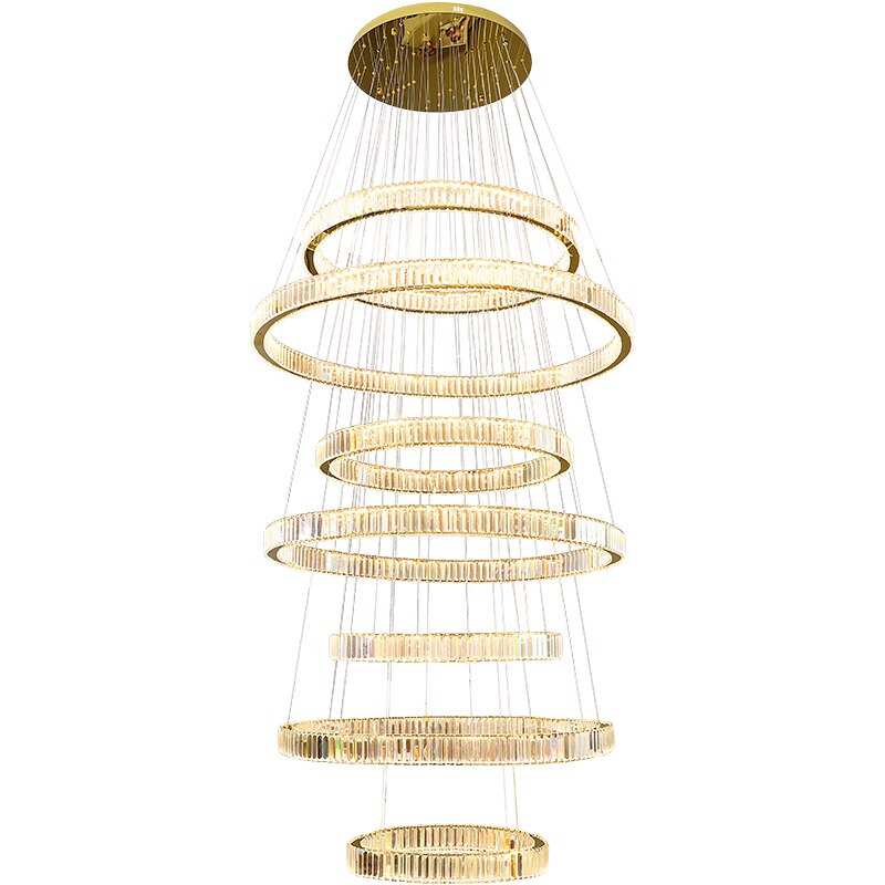 别墅大吊灯复式楼挑空客厅灯挑高中空多层楼梯长吊灯轻奢水晶灯具