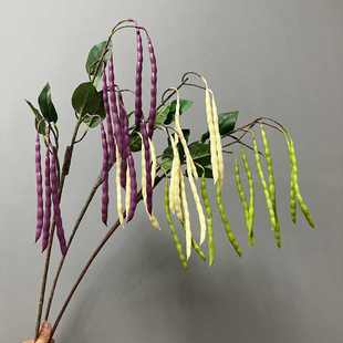 厂家现货仿真豆角假花四季 饰轻奢陶艺橱窗陈列道具 豆软装 吊顶装