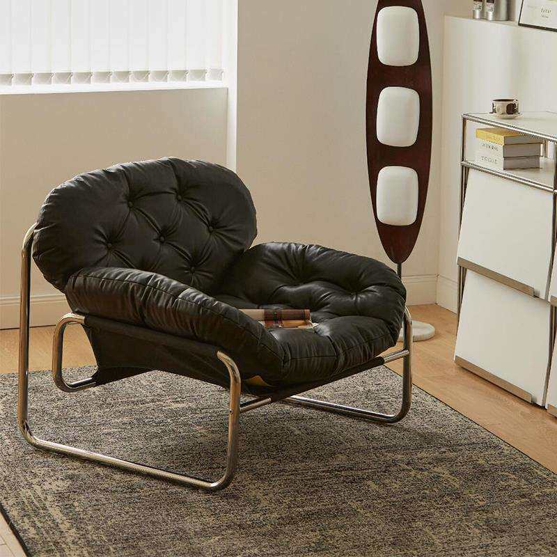 单人沙发设计师沙发椅客厅懒人休闲中古风黑色轻奢高级感休闲椅子