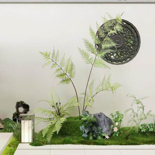 仿真绿植造景室内蕨类植物堆景组合楼梯下橱窗花槽假苔藓景观装饰