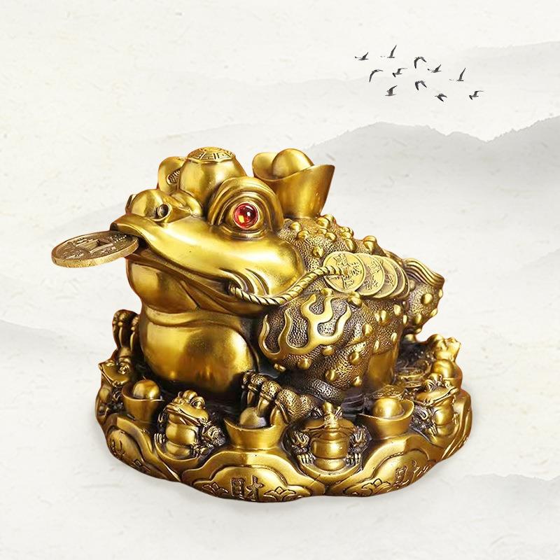 金蟾招财摆件纯铜蟾王八方纳财三足蟾商铺开业送礼客厅办公室装饰