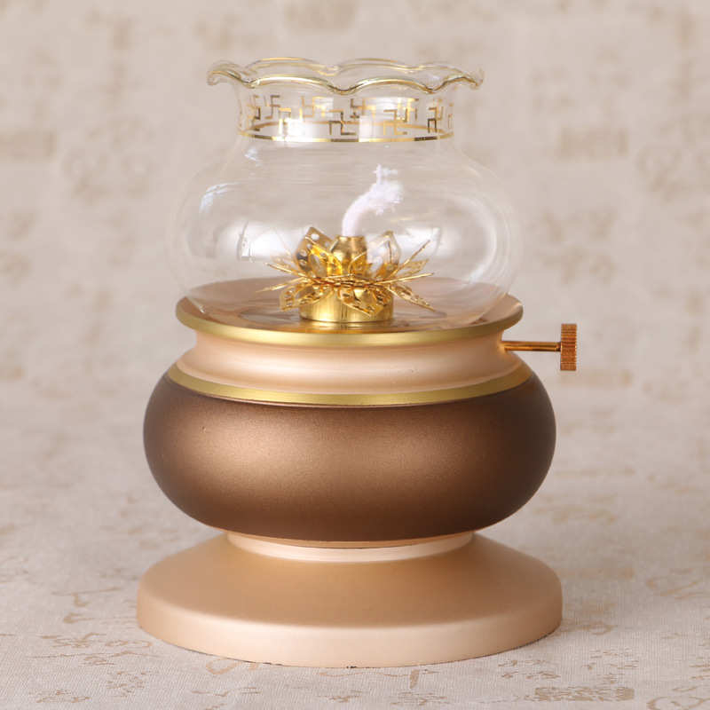 台湾老式防风酥油灯灯盏长明灯供灯供佛礼佛佛堂摆件玻璃纯铜底座