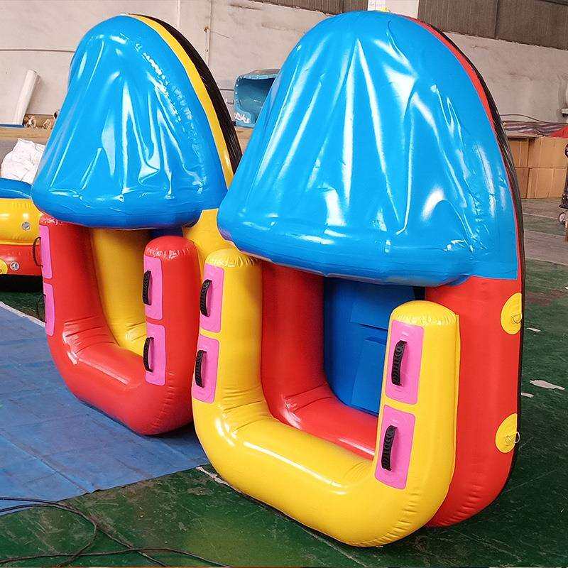 浩童厂家直销雪地运动充气小船亲子双人运动雪地滑冰车滑板车设备