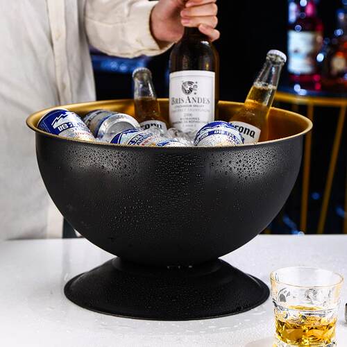 新款北欧香槟盆商用不锈钢冰桶家用大号红酒冰镇桶酒吧ktv冰酒盆