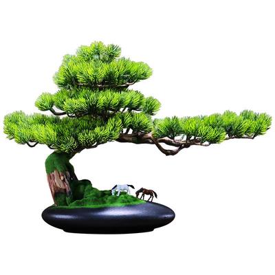 仿真植物摆件黑松盆景绿植迎客松罗汉松办公室玄关松针客厅摆件