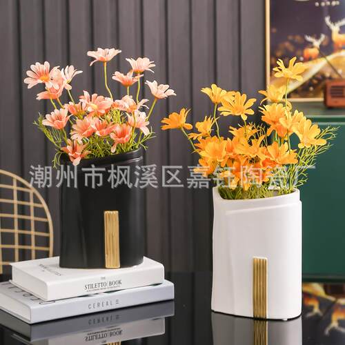 电镀系列经典书形设计陶瓷花瓶家居客厅餐桌电视柜工艺品摆件饰品