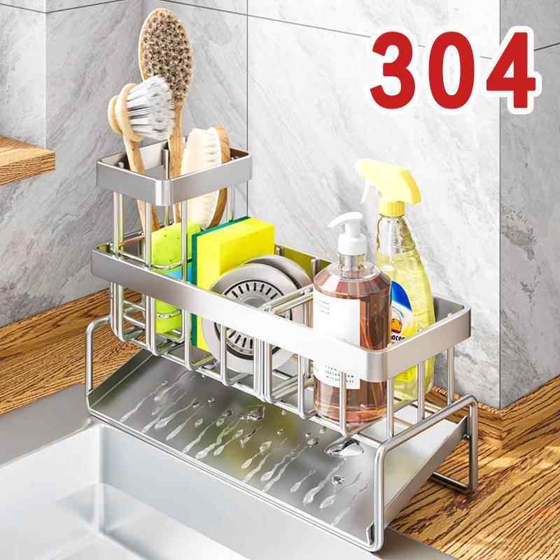 304不锈钢洗碗池水池沥水架水槽置物架一体式台面抹布海绵清洁用,厨房/烹饪用具,水槽置物架,淘宝优惠券,粉丝福利购,淘宝优惠卷