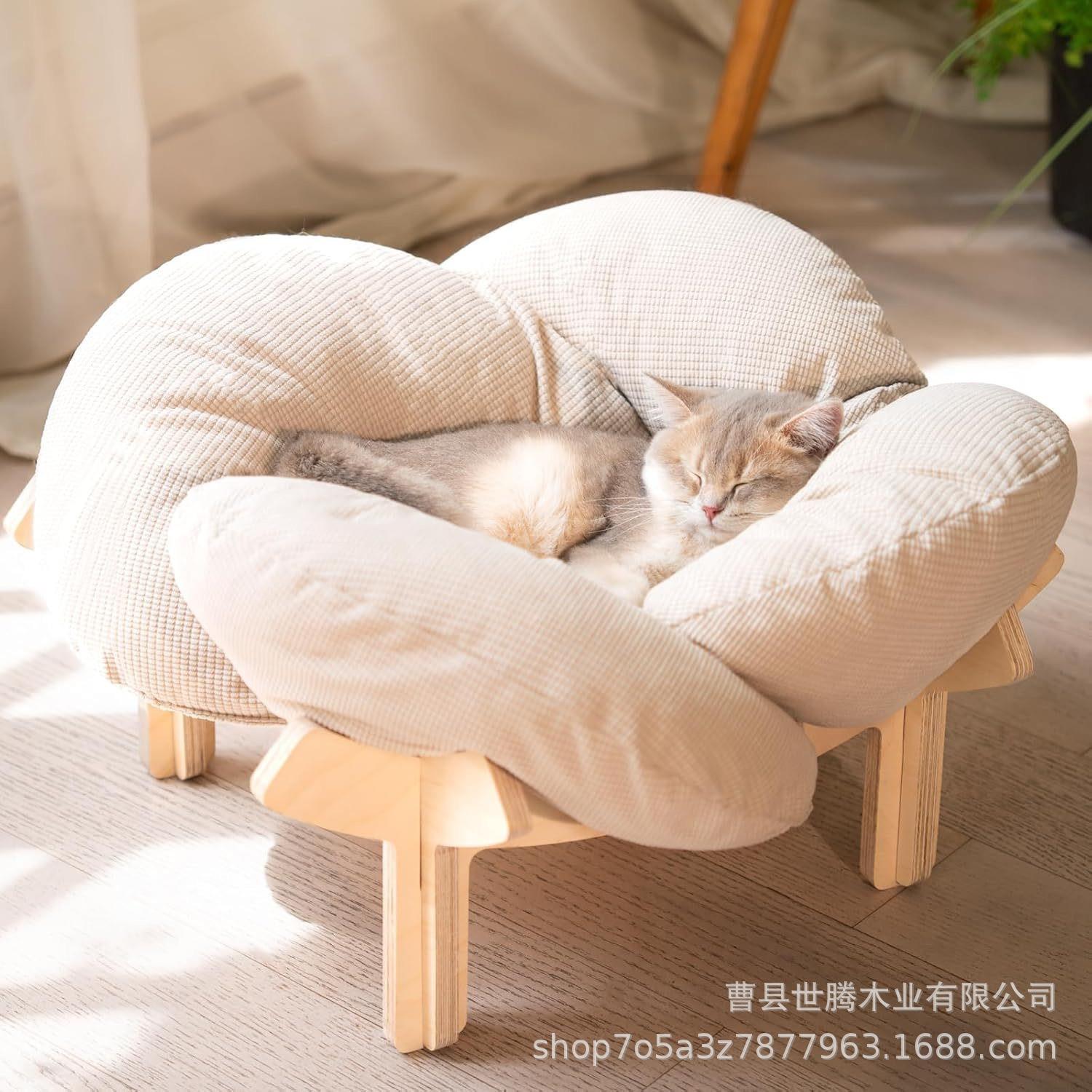 现货木质大号宠物窝垫子猫窝小型犬窝猫床可折叠圆窝可折叠猫窝