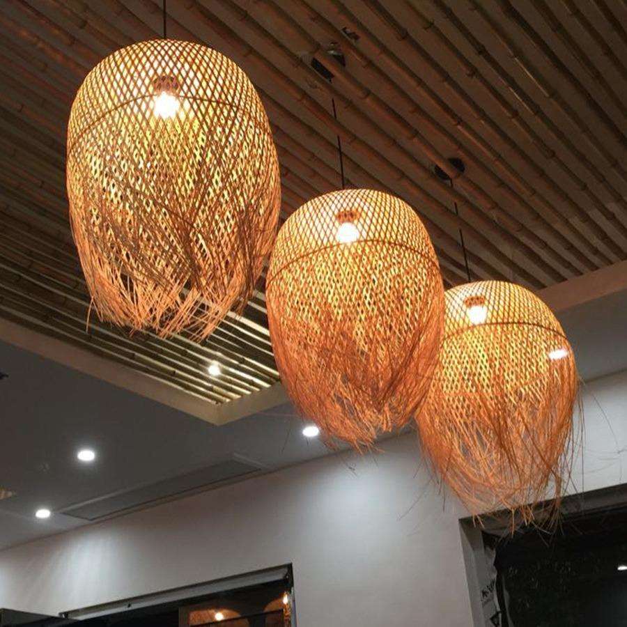 竹编创意个性竹艺吊灯中式禅意灯具茶室餐厅酒店民宿艺术造型灯罩
