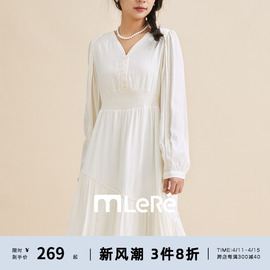 metlere李维恩(李维恩)法式白色v领雪纺，连衣裙夏季2024女仙女裙子长裙