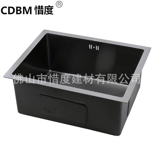 34不锈钢手工水槽单槽纳米60*45黑色头60450NS6045N无无龙头孔配