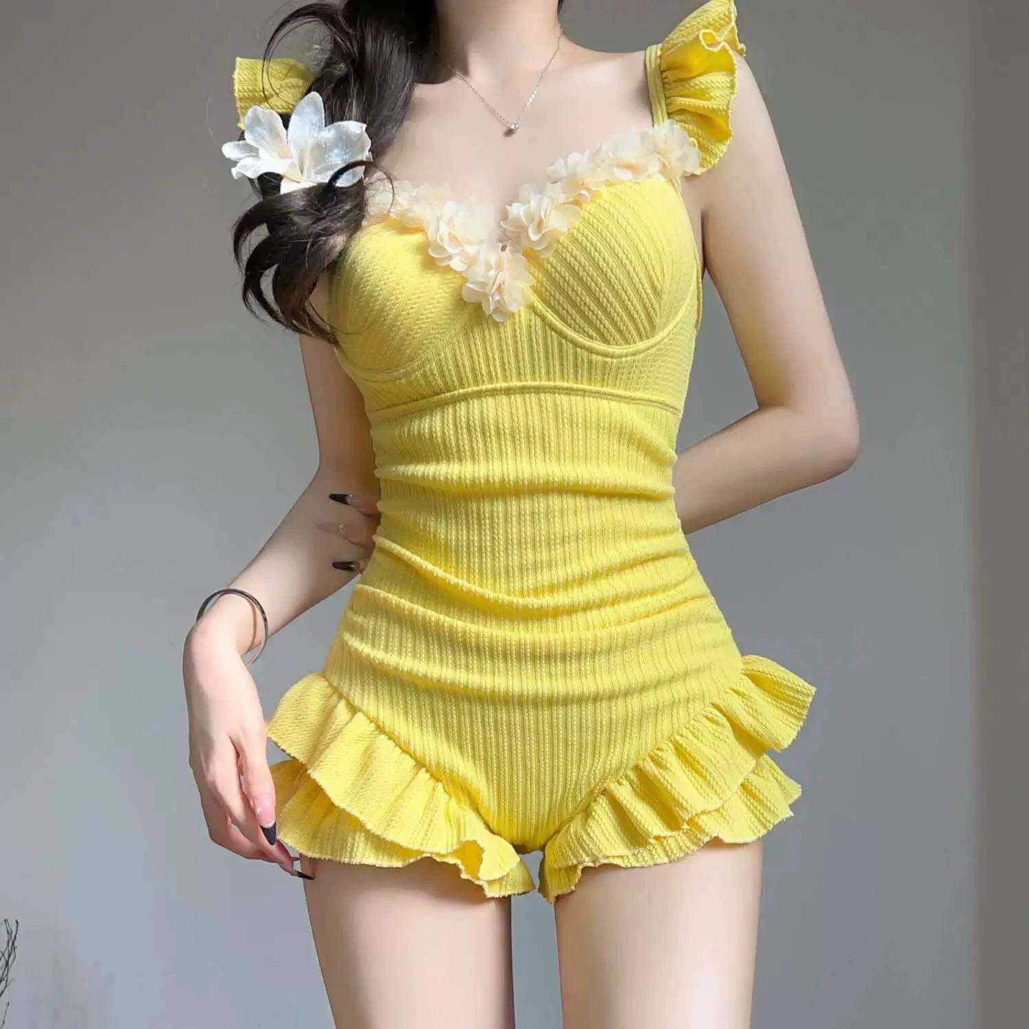 泳衣女款泡温泉新款时尚多巴胺少女韩版游高级感连体遮肉显0916r图片