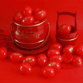 婚庆结婚喜庆红色鸡蛋壳五子登科干果花生糖果满月喜糖盒子回礼壳