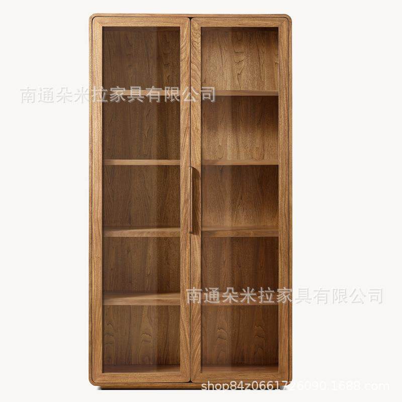 RH美式实木玻璃柜客厅简约复古展示柜餐具柜法式双门衣柜酒柜书柜