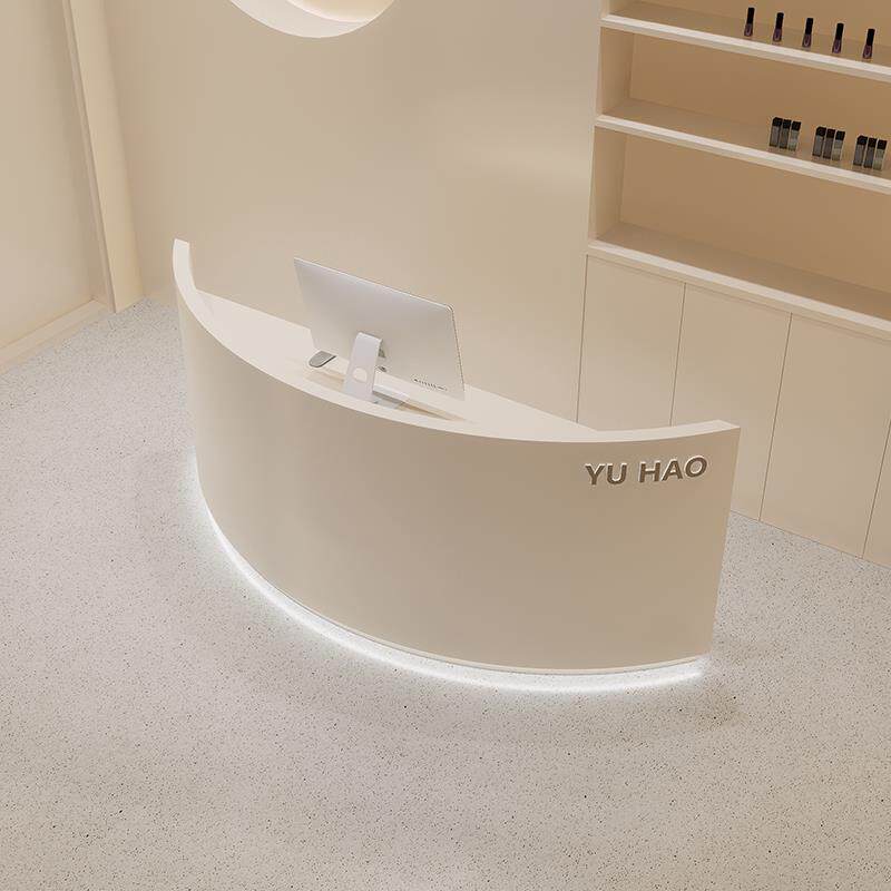 收银柜台现代简约公司前台美容院服装店弧形吧台接待台美发店迎宾