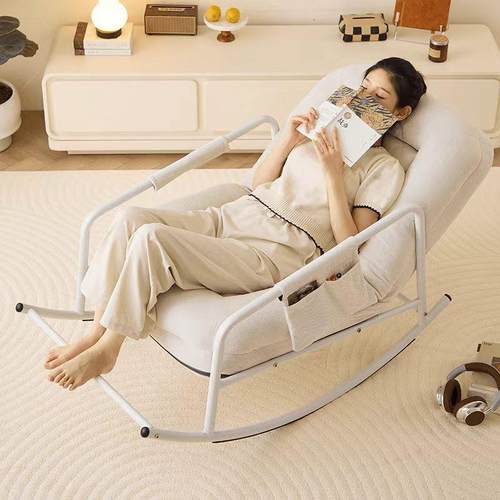 网红档可调摇摇椅懒人休铁闲单艺沙发人午五休沙发见描述椅两用铁