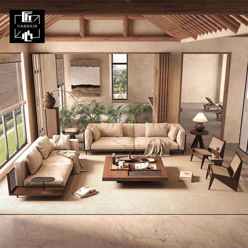 原木风民宿会所酒店大堂沙发休息区接待中古风侘寂风实木沙发客厅,住宅家具,实木沙发,淘宝优惠券,粉丝福利购,淘宝优惠卷