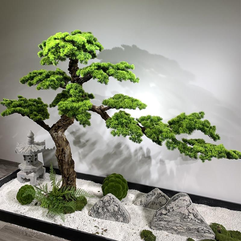 彷迎宾松假龙柏新型中国风室内景观装饰入口窗展厅干景观组合