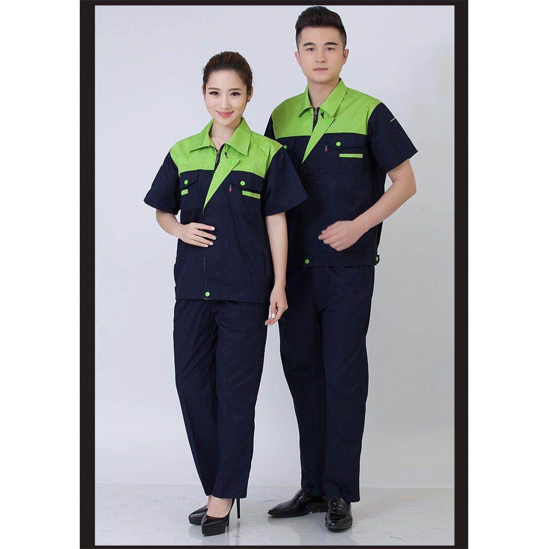 高档工作服套短袖装汽夏季男女薄定工制耐磨厂车间工人修款上衣劳