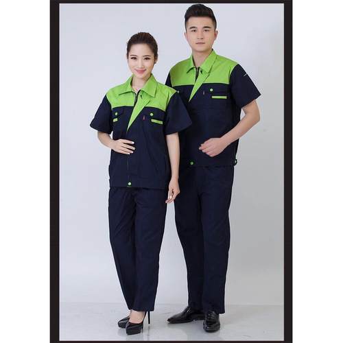 高档工作服套短袖装汽夏季男女薄定工制耐磨厂车间工人修款上衣劳
