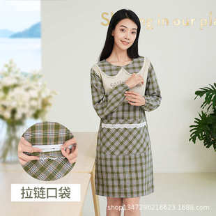 罩衣女工作围裙 可爱可擦手防水防油长袖 2022新款 围裙厨房家用夏季