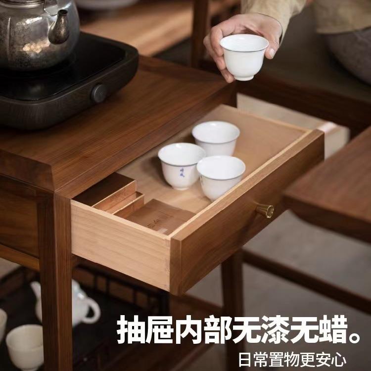 北美黑胡桃新中式简约轻奢实木沙发边几边柜小茶几角几角桌床头桌