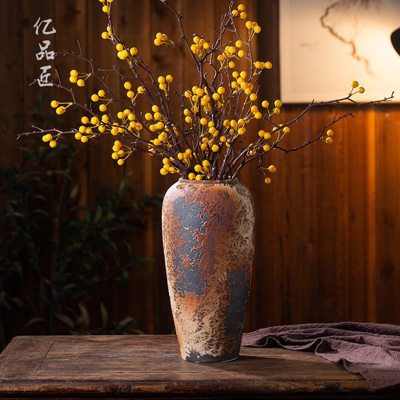 景德镇花瓶陶瓷摆饰中式覆古陶罐客厅酒店装饰品插花干 干燥花粗