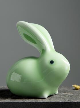 高档陶瓷兔兔瑞子摆件家居饰品年生肖小子礼品桌面精兔品生肖兔摆