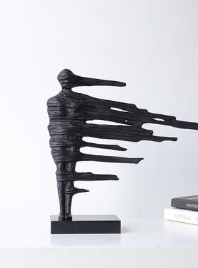 现代简约大理石金属人物摆件样板房间家居电视柜金属创意软装饰品