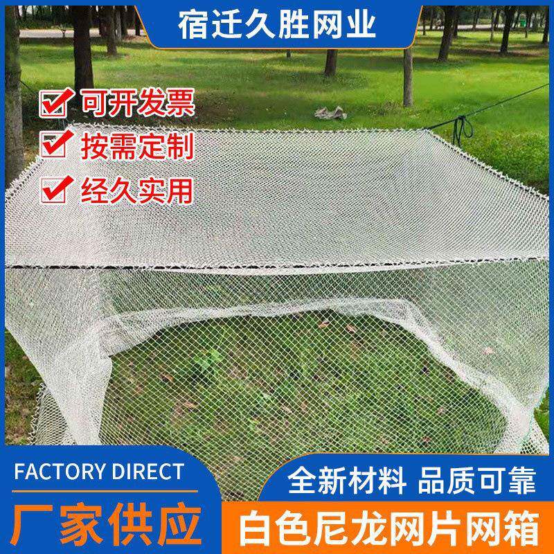 白色尼龙有结网箱存鱼不伤鱼水产养殖大鱼箱网鱼苗抬拉网柔软加粗