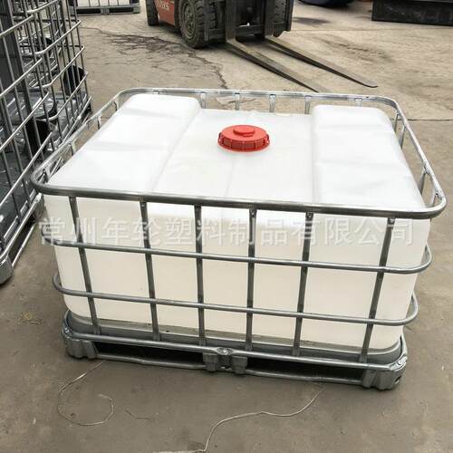 500L滚塑容器防渗透吨桶IBC集装运输桶方型带铁架叉车化工桶