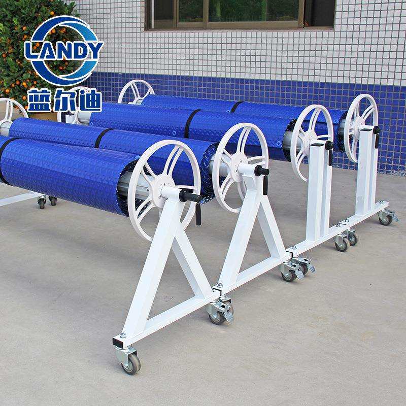 白色转盘卷轴器盖膜收卷机盖布收放机承重强pool cover roller