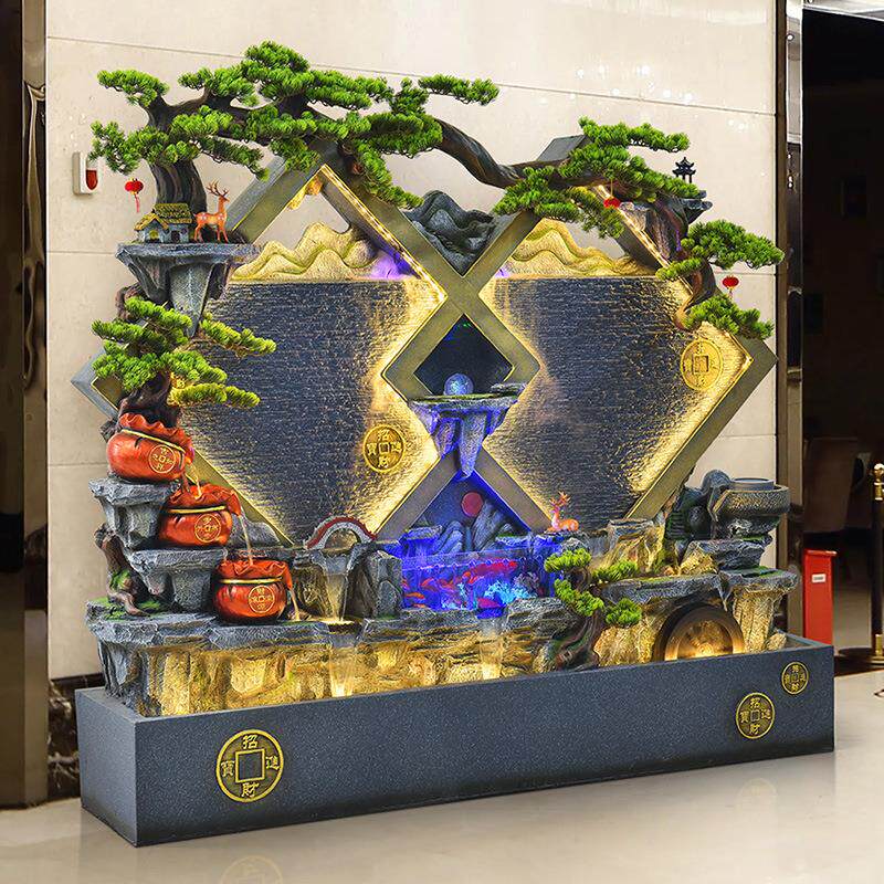 大型水墙假山幕流景观外别墅公司酒店玄关装户饰品PMB花水园造景