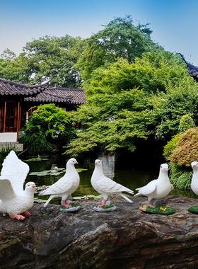 仿真动物鸽子雕塑花园景观摆件幼儿园庭院草坪和平白鸽橱窗装饰品