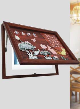 实木新中式电表箱遮挡餐厅装饰画配电箱盖电闸表盒子客厅玉雕挂画