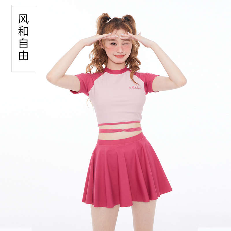 少女泳衣女夏多巴胺风显瘦遮肚休闲运动分体两件套2024新款学游泳