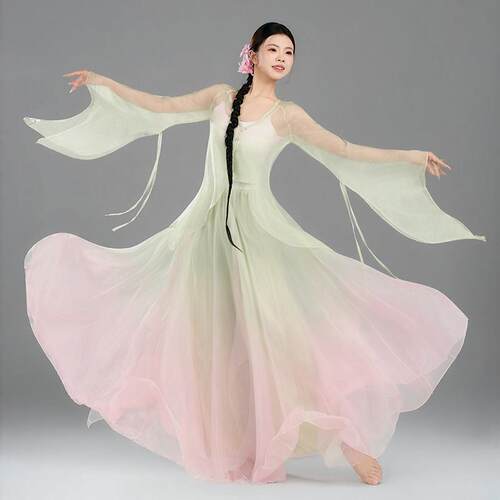 古典舞蹈服女仙气飘逸纱衣中国舞国风大摆裙成人儿童演出服套装