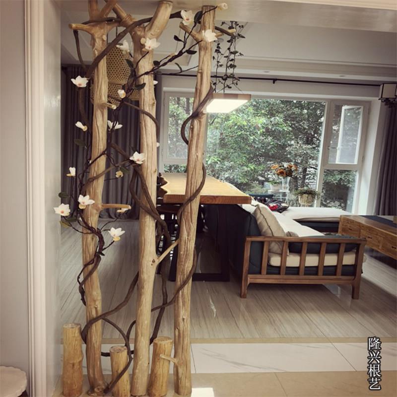 天然实木树枝屏风隔断装饰树干客厅玄关幼儿园装修环创装饰北欧风