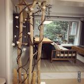 饰北欧风 修环创装 天然实木树枝屏风隔断装 饰树干客厅玄关幼儿园装