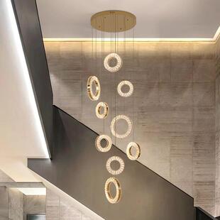 复式楼梯吊现代轻奢0loft公寓5082水晶长吊灯25新款别墅楼灯梯间