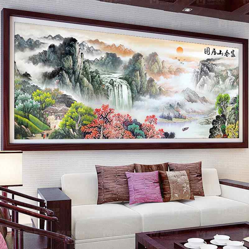 5d钻石画富春山居图卧室客厅简约大气山水风景装饰画十字绣 满钻