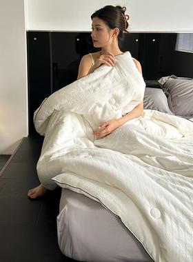 A类40支全棉水洗提花春秋被软糯贴身保暖单双人冬被山宁泰子母被