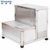 稳斯坦W7176加厚不锈钢防滑多用脚踏凳实验室检查床台阶梯凳二层